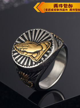 钛钢戒指指环嘻哈风祈祷钛钢戒指