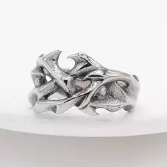 Fashionable Titanium Steel Men's Ring European and American Gothic Retro Dragon Pattern Flame Men's Titanium Steel Ring