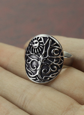 复古朋克风生命树钛钢戒指