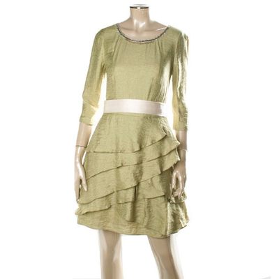 亏本特价 韩国正品 Minimum美尼蒙 浪漫层次感裙摆 清雅绿连衣裙