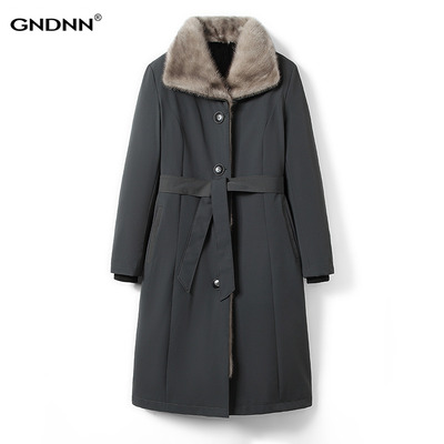 大码尼克服女水貂毛内胆长款貂皮大衣派克服皮草外套胖妈妈200斤