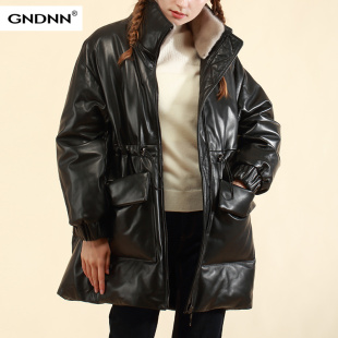 冬新款 加肥大码真皮羽绒服女中长款绵羊皮皮衣外套胖妹妹mm200斤