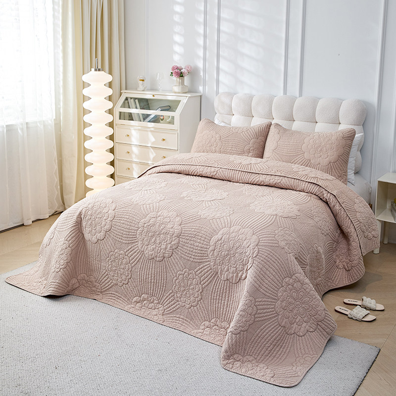 轻奢风纯棉刺绣床盖三件套双面全棉斜纹绗缝被水洗空调被夹棉床单,床上用品,床盖,淘宝优惠券,粉丝福利购,淘宝优惠卷