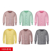 上衣套装 起绒温暖舒适时尚 纯色儿童澳洲羊毛单件内衣男女童开衫