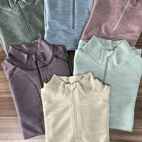 美利奴羊毛混纺速干保暖轻便半拉链休闲女款户外运动透气长袖