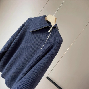 大表姐同款！鼎ji~禾+！新款简约宽松休闲风斜拉链针织开衫女上衣