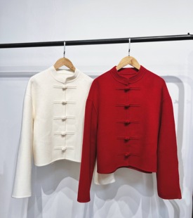 “开运红”东方之韵！越看越爱显白中国红高织澳毛羊绒双面呢外套