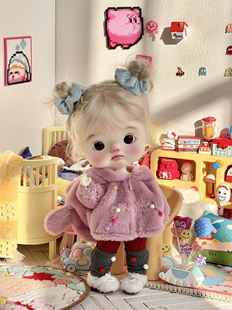 bjd六分娃衣熊妹小小六体胖点体可爱毛绒外套套装好大儿大鱼体3分