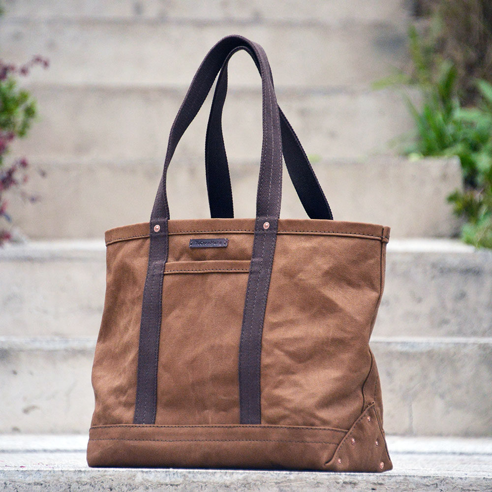 重磅硬厚焦糖帆布托特toteuivy