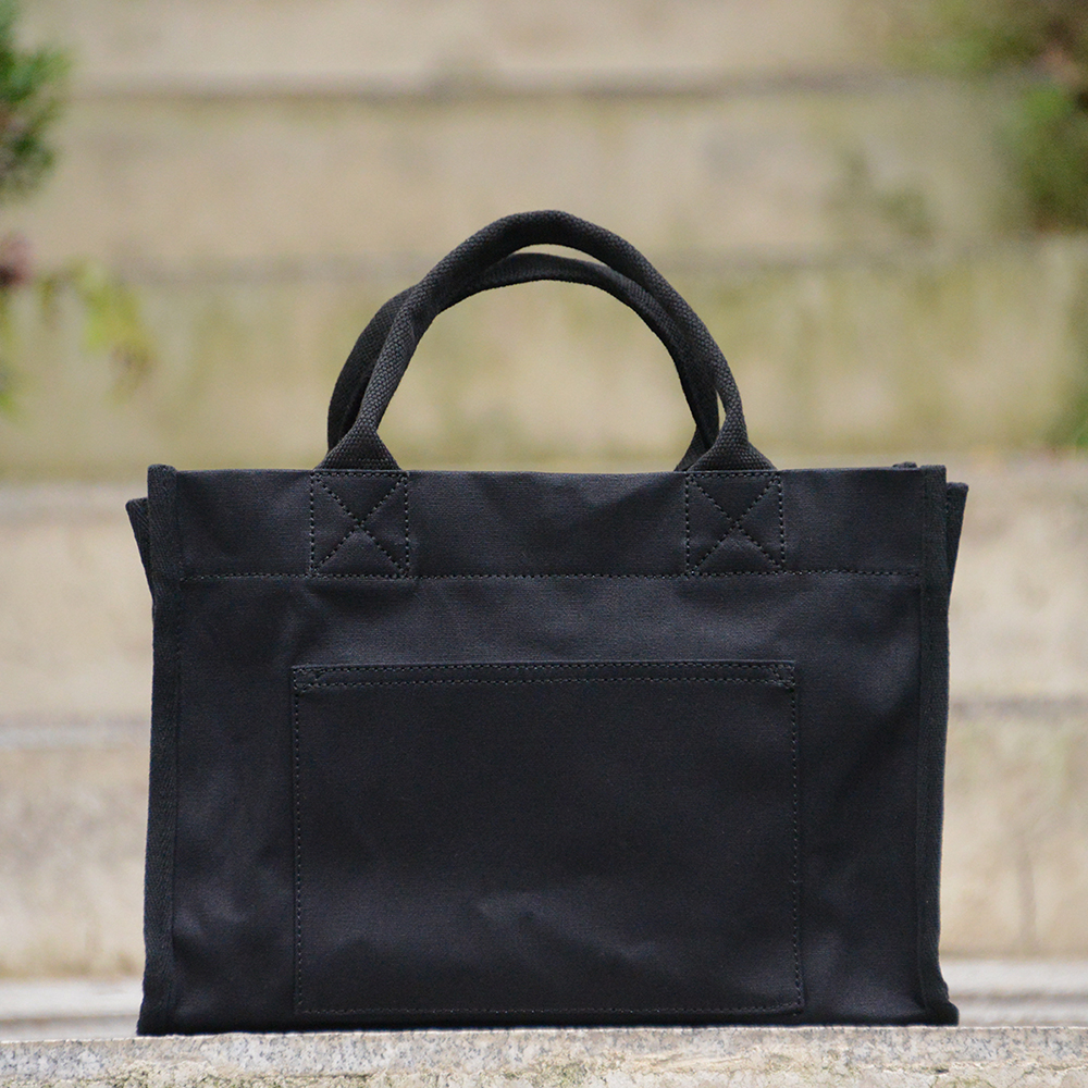 重磅厚硬帆布托特tote包 黑色箱形 方收纳筐日系斜挎手提uivy设计