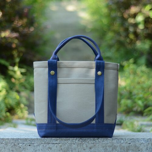 硬挺帆布包托特tote 双柄卡其麻灰蓝中性风男女通勤可水洗定制