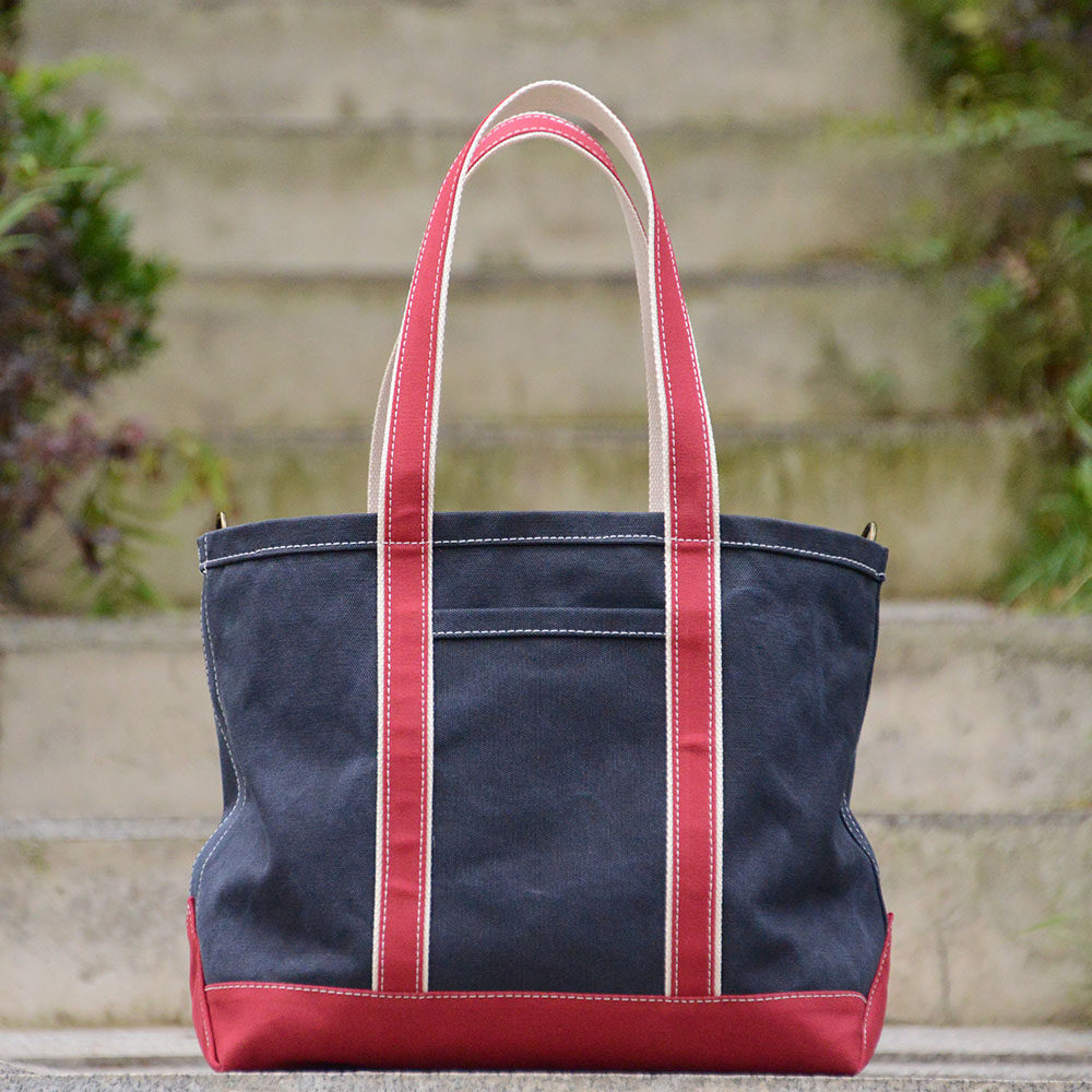 重磅厚硬蓝红撞色帆布托特tote包日系单肩手提装书通勤uivy