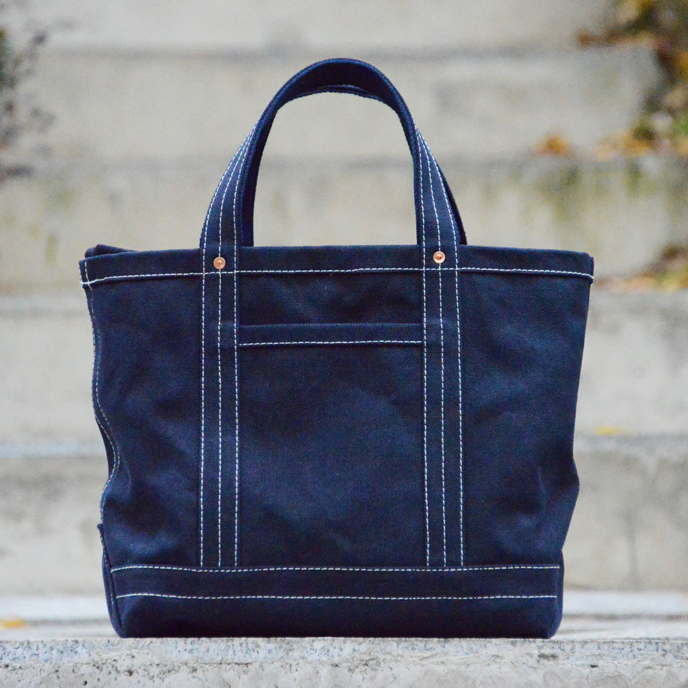 帆布托特单肩铜钉藏蓝重磅硬厚