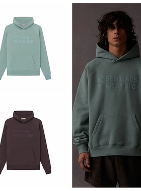 过验ESSENTIALS硅胶LOGO加绒S23连帽卫衣男女同款FOG复线外套帽衫