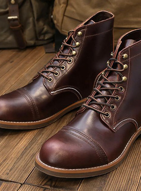 正品Vintage美式8111头层牛皮伞兵靴男复古真皮沙漠靴机车马丁靴