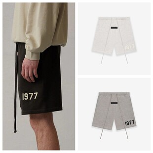 过验Essentials植绒1977SS22薄绒五分裤男女FOG复线宽松休闲短裤