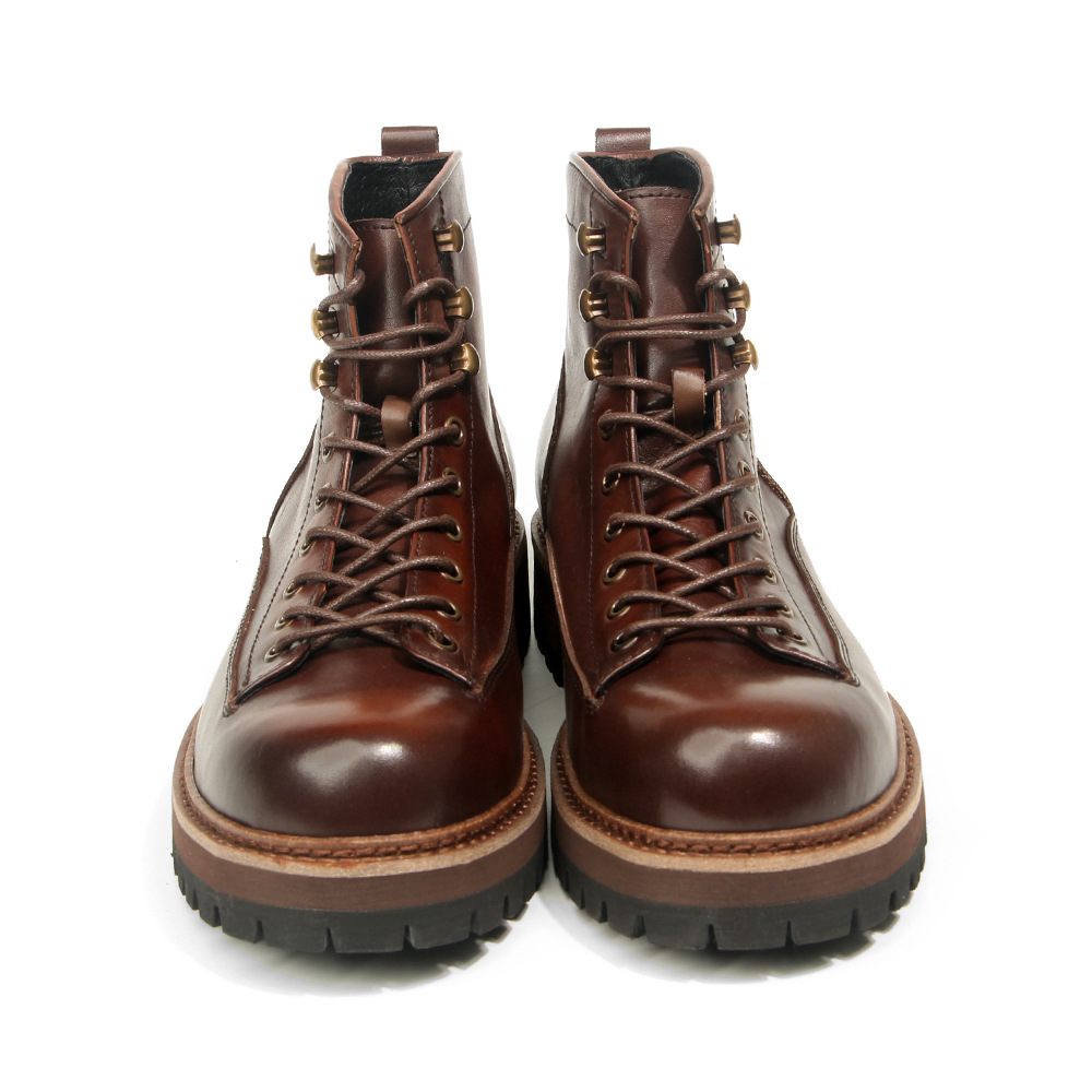 正品Vintage轻奢油蜡马皮短脸马丁靴男士复古真皮工装靴机车短靴,流行男鞋,马丁靴,淘宝优惠券,粉丝福利购,淘宝优惠卷