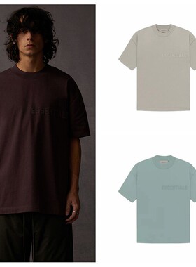 过验正版品鉴Essentials高街23SS硅胶LOGO宽松短袖T恤男女Fog半袖