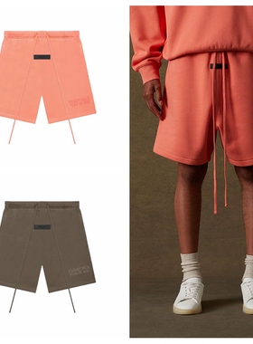 过验ESSENTIALS植绒LOGO加绒22FW短裤男女FOG复线宽松休闲五分裤