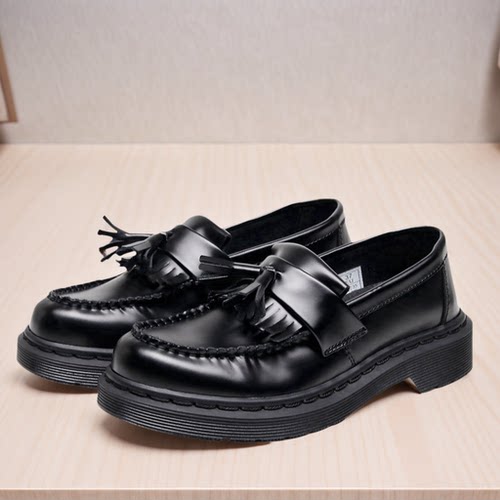 手工缝线Dr流苏乐福鞋女款真皮