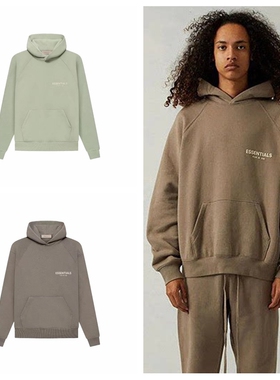 过验ESSENTIALS植绒字母LOGO连帽卫衣男女同款FOG复线外套帽衫潮