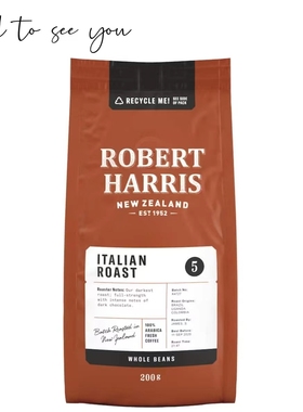 新西兰直邮超市robert harris意式烘培咖啡豆袋装200g