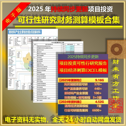 可研报告模板财务评价Excel可编