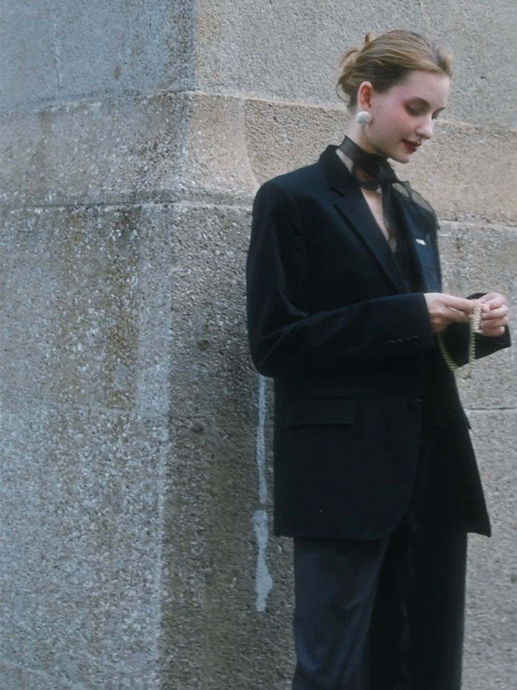 tomyfairlady雅痞风文森特蓝春秋宽松外套长袖女士小斩女西装