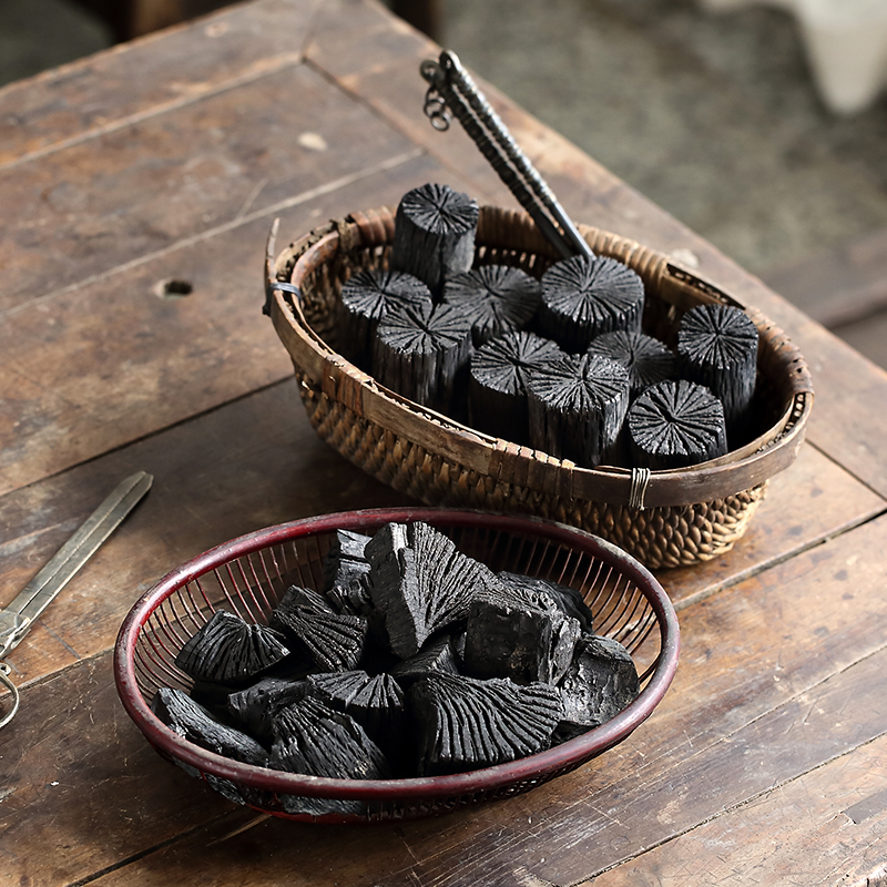 菊花炭煮茶炭原木白炭室内无烟耐烧龙眼炭核桃木炭功夫茶道橄榄炭