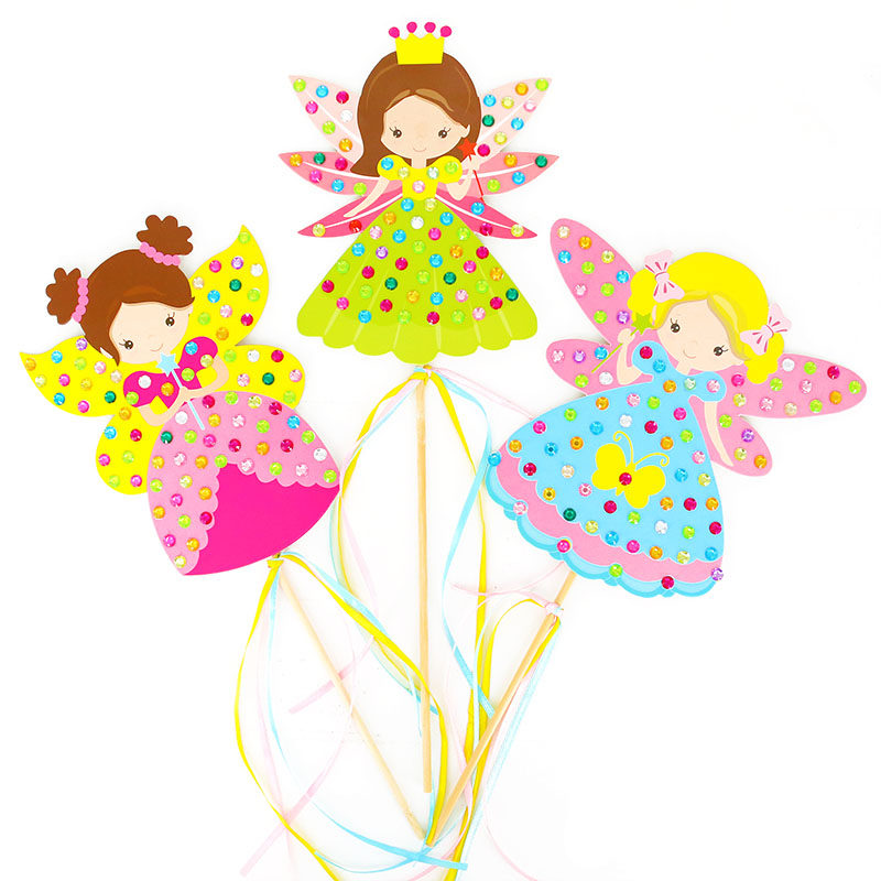 智乐 彩钻仙女棒手工制作材料包 公主女孩魔法棒儿童diy七彩手杖