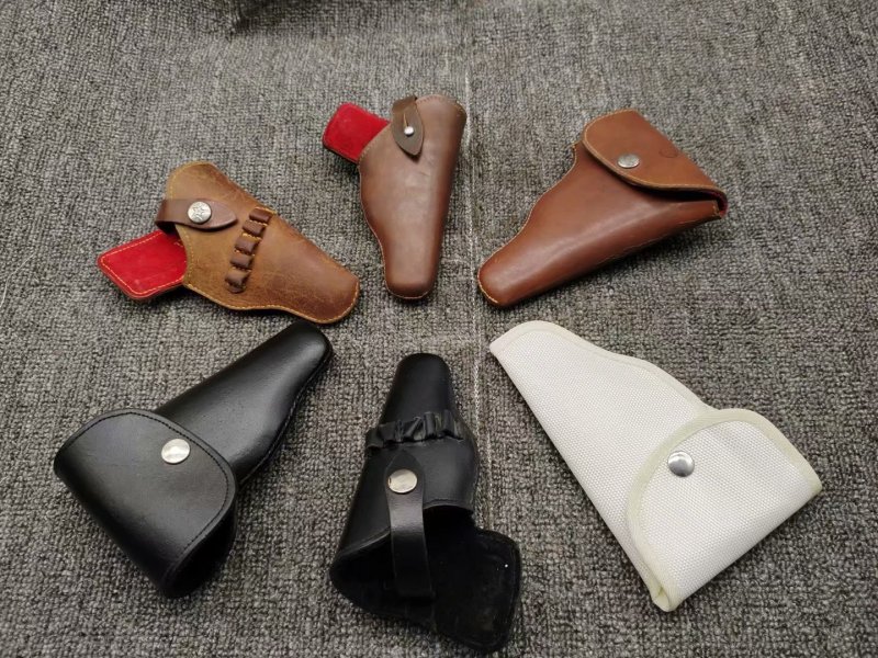 80年代原品64式77式套通用纯牛皮套帆布挂包快拔公发兵人按扣腰包