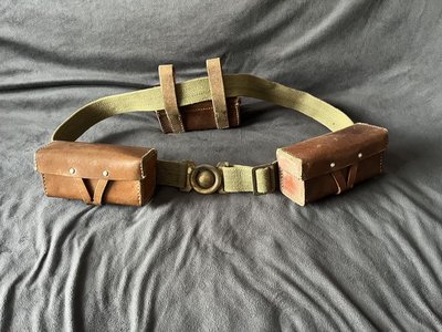 老货50年代56半自动7.62mm纯牛皮腰挂盒苏联SKS式携行具礼宾腰带