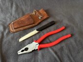 70年代原品库存存头层牛皮通讯员工具皮挂电工钳皮挂皮具组合套