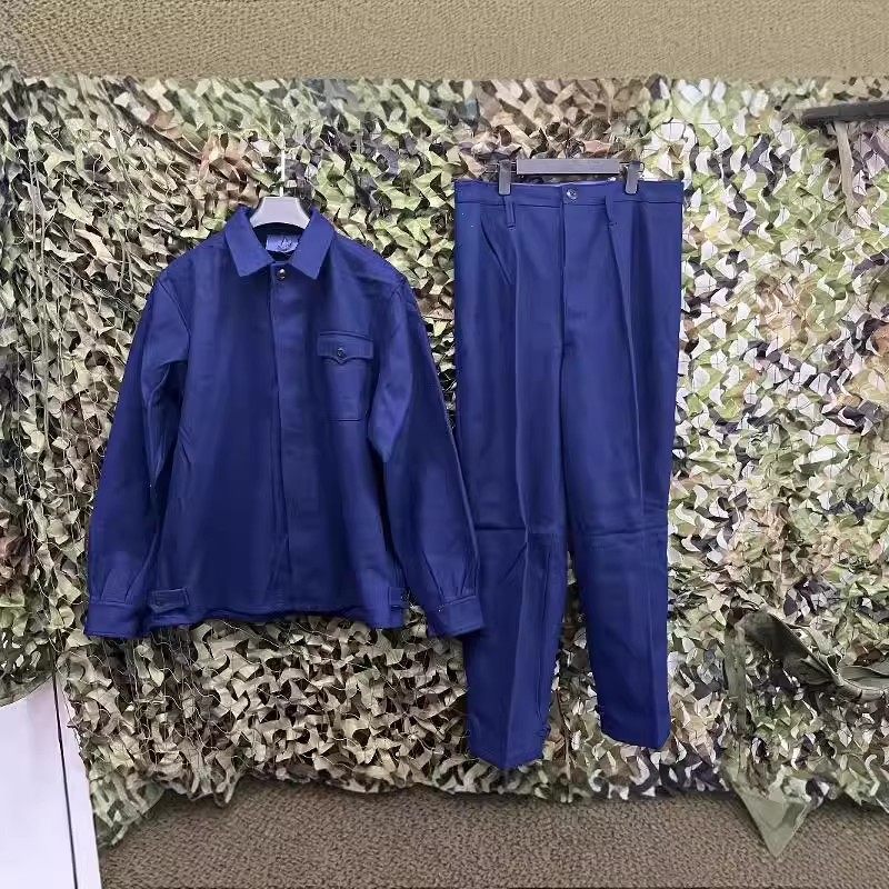 原品老货70年代毛呢料空蓝色地勤服将校呢工装服老式复古怀旧潮服