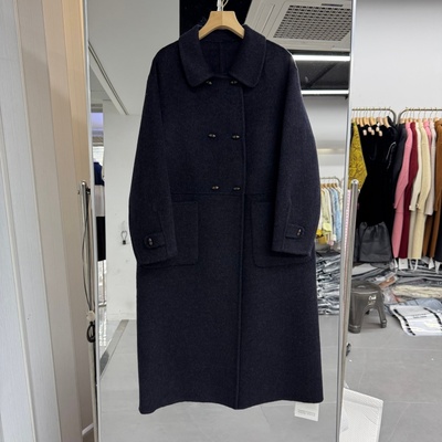 2025年秋冬新款流行女装山羊绒双面羊绒大衣外套过膝长款娃娃领潮