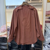 新款 流行女装 格子衬衫 欧洲站2026年春装 上衣小衫 肩膀磁吸扣显气质