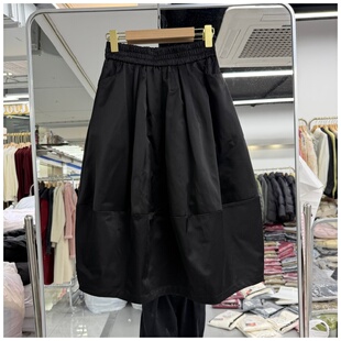 韩版 2026年春装 纯色半身裙时尚 流行女装 花苞裙松紧腰洋气减龄 新款