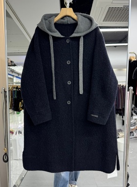 HAND MADE女装苏力双面羊绒大衣2025年秋冬新款针织帽韩版宽松版