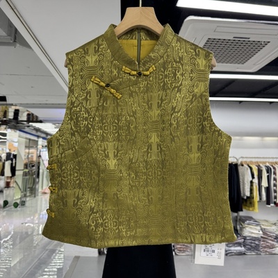 2025年早秋新款流行女装新中式香云纱马夹背心小短款百搭显瘦马甲