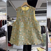 2026年春装 国风马甲背心裙缎面提花两侧开叉潮 新中式 新款 流行女装