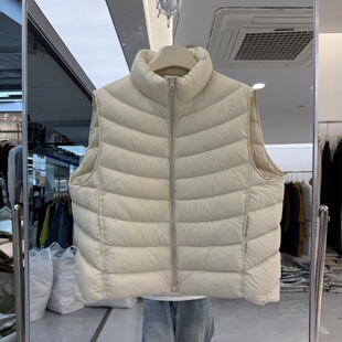 欧洲站2026年秋冬新款流行女装90白鸭绒羽绒服马夹背心立领保暖潮