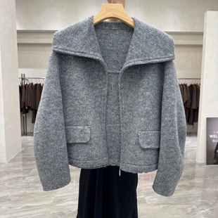 小短款双面羊绒大衣外套2025年秋冬新款拉链大翻领洋气减龄百搭潮