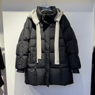 90鸭绒加厚羽绒服帽子针织帽可脱卸 流行女装 欧洲站2025年冬装 新款