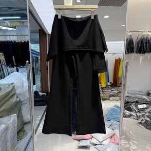 2026年新款女装微喇裤子不规则屁帘裙装饰瘦腿长裤洋气减龄显气质