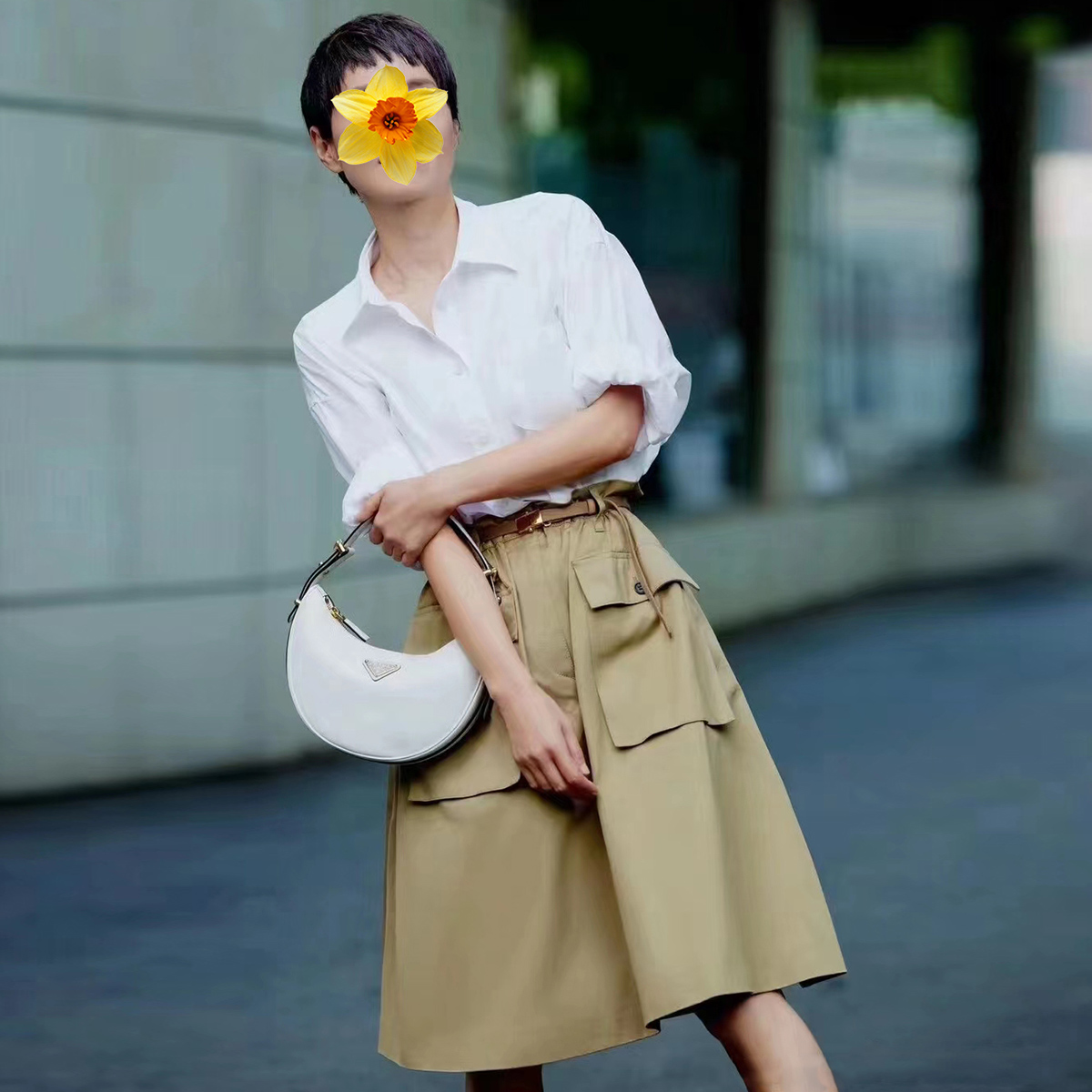 中长半裙A字版轻奢大口袋半身裙