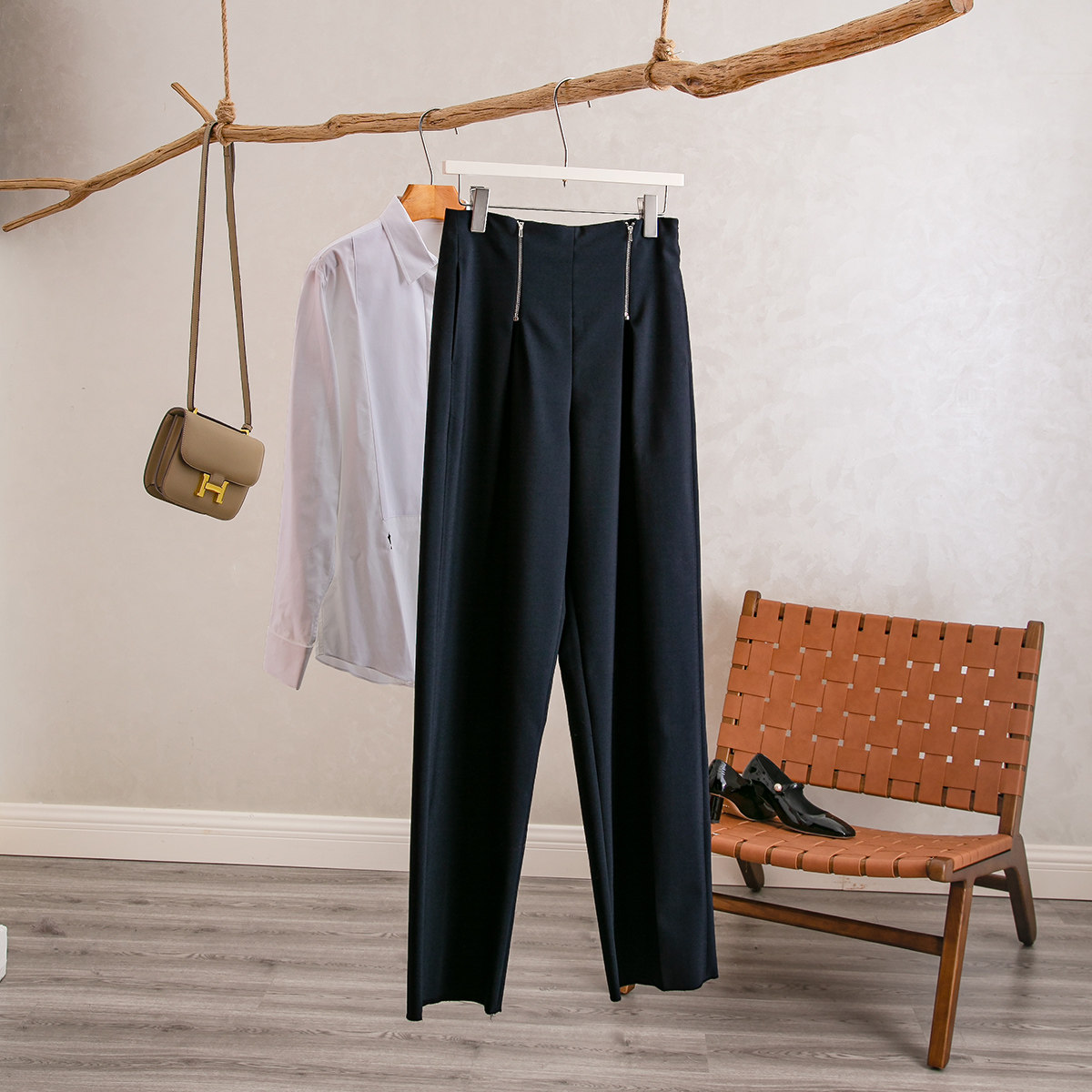 宽松显高百搭阔腿直筒裤