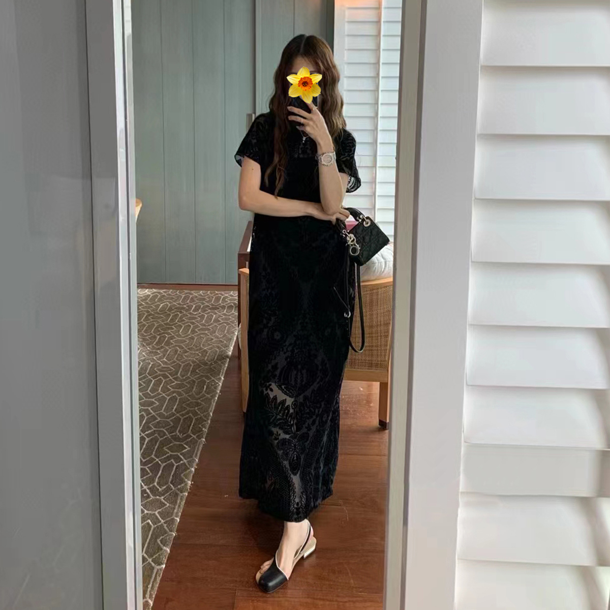 轻奢a字裙丝绒蕾丝真丝内衬裙子