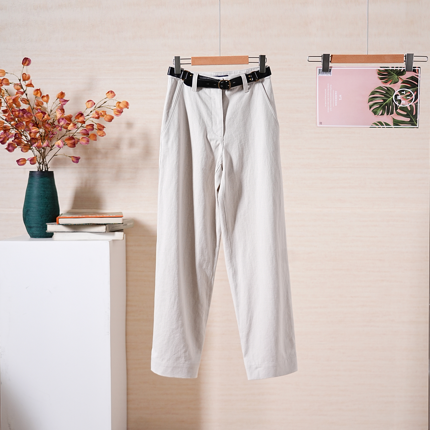 YongLeap高腰阔腿显瘦棉麻裤