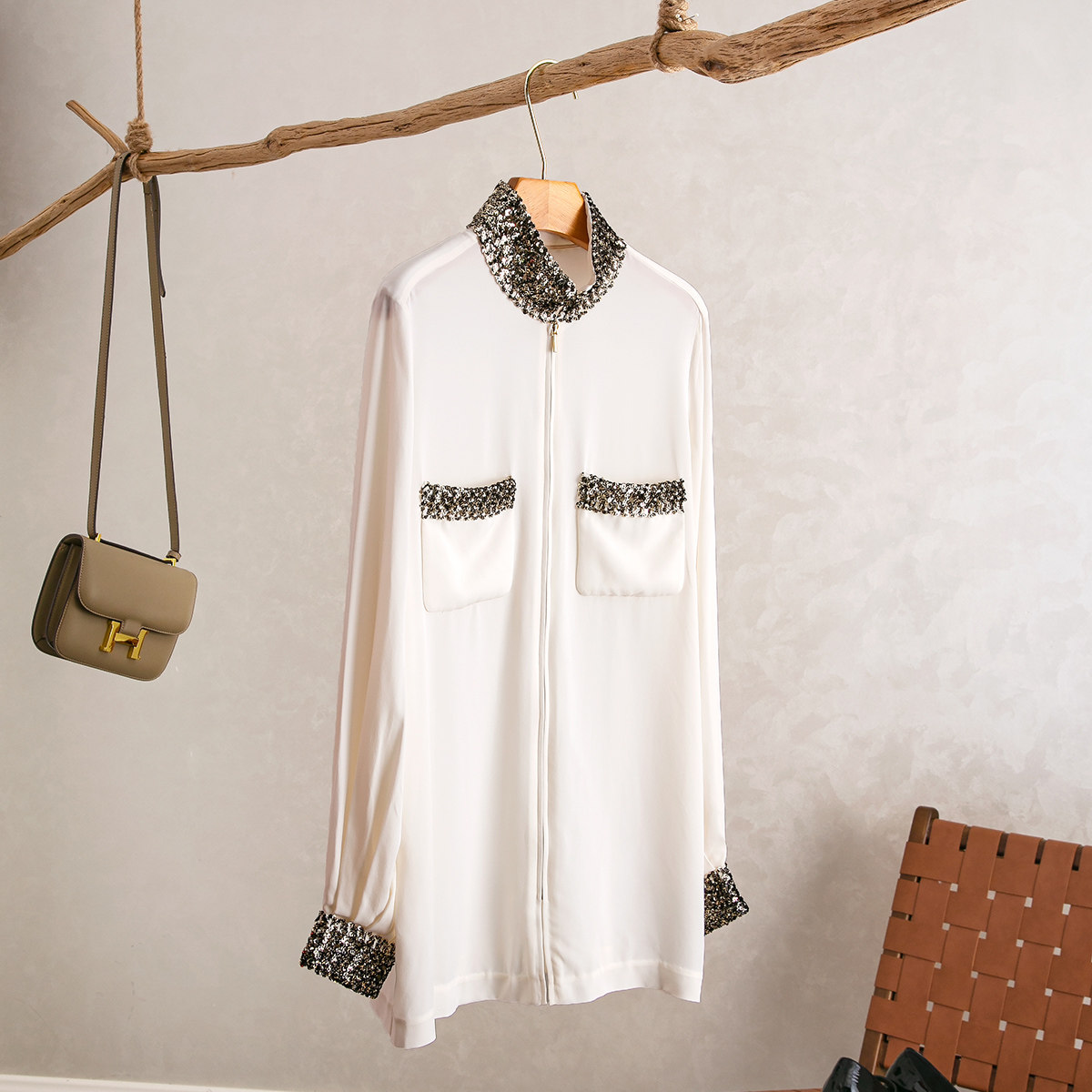 直筒长袖通勤百搭松身衬衫