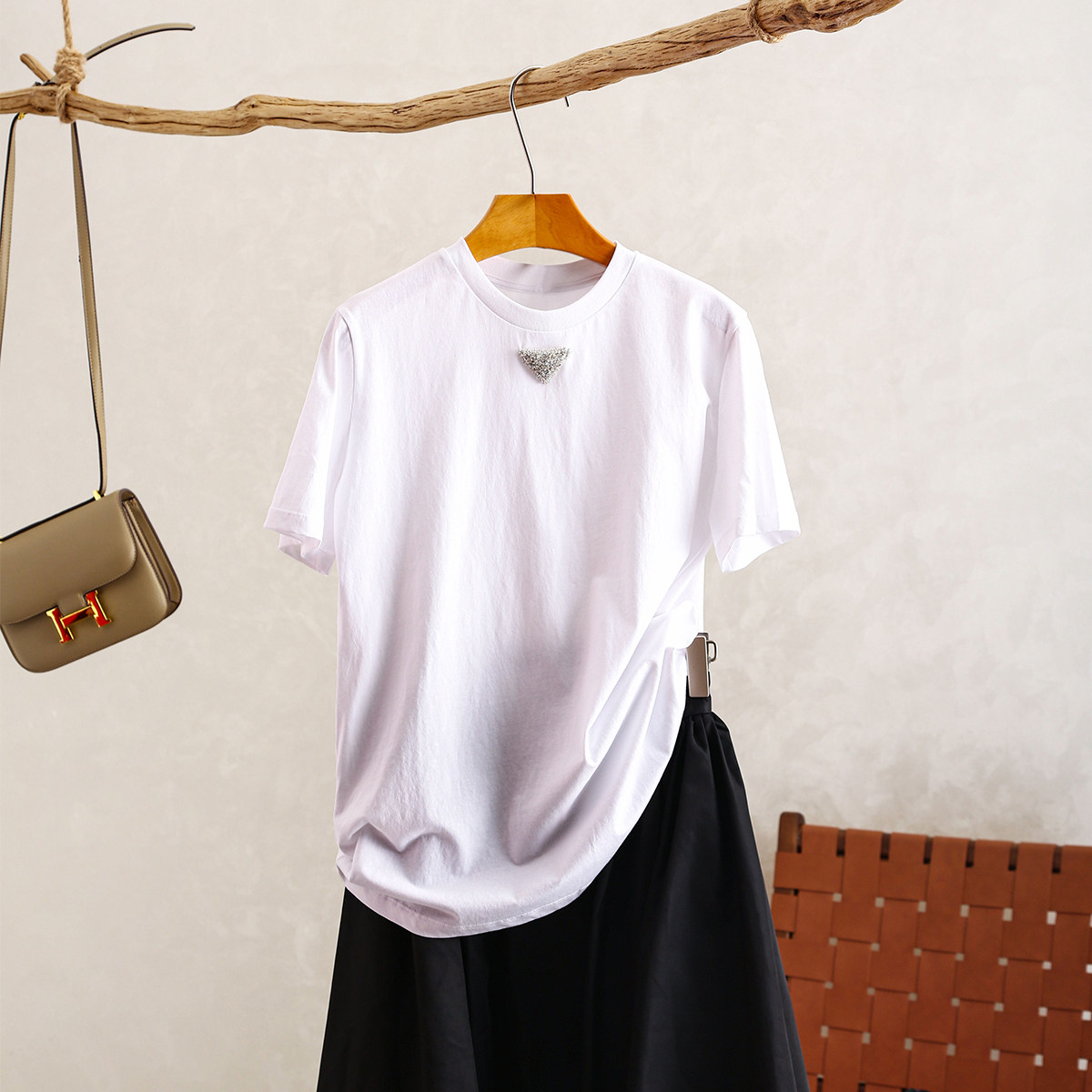 短袖轻奢常规三角标棉女百搭休闲